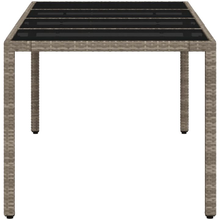Trädgårdsbord med glasskiva ljusgrå 190x90x75 cm konstrotting vidaXL – bild 6