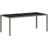 Trädgårdsbord med glasskiva ljusgrå 190x90x75 cm konstrotting vidaXL – miniatyr 7