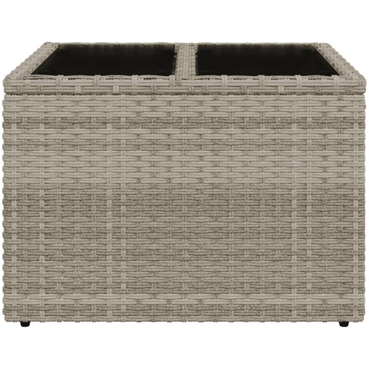 Trädgårdsbord med glasskiva ljusgrå 55x55x37 cm konstrotting vidaXL – bild 4