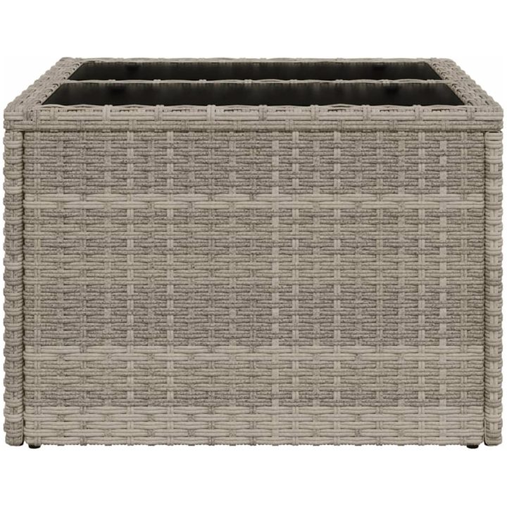 Trädgårdsbord med glasskiva ljusgrå 55x55x37 cm konstrotting vidaXL – bild 5