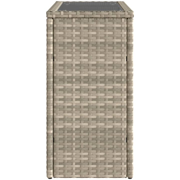 Trädgårdsbord med glasskiva ljusgrå 58x27,5x55 cm konstrotting vidaXL – bild 5