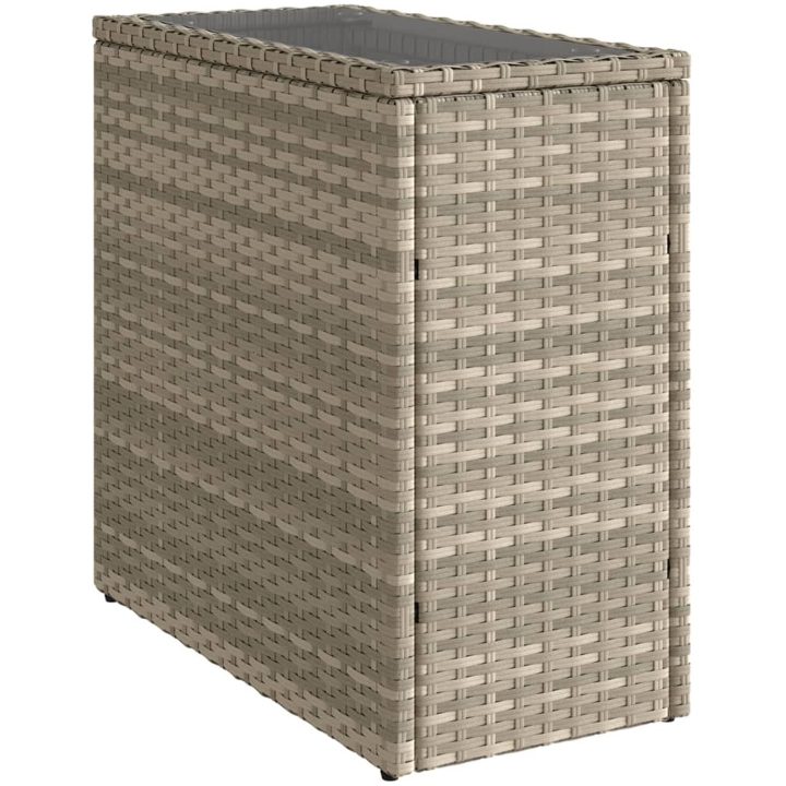 Trädgårdsbord med glasskiva ljusgrå 58x27,5x55 cm konstrotting vidaXL – bild 7