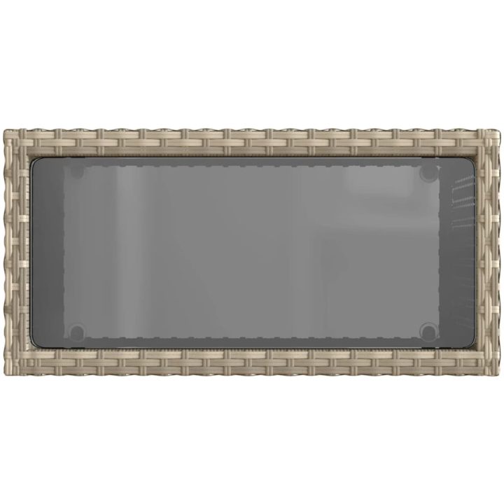 Trädgårdsbord med glasskiva ljusgrå 58x27,5x55 cm konstrotting vidaXL – bild 8