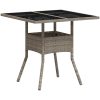Trädgårdsbord med glasskiva ljusgrå 80x80x75 cm konstrotting vidaXL – miniatyr 2