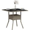 Trädgårdsbord med glasskiva ljusgrå 80x80x75 cm konstrotting vidaXL – miniatyr 4