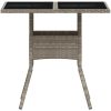 Trädgårdsbord med glasskiva ljusgrå 80x80x75 cm konstrotting vidaXL – miniatyr 5