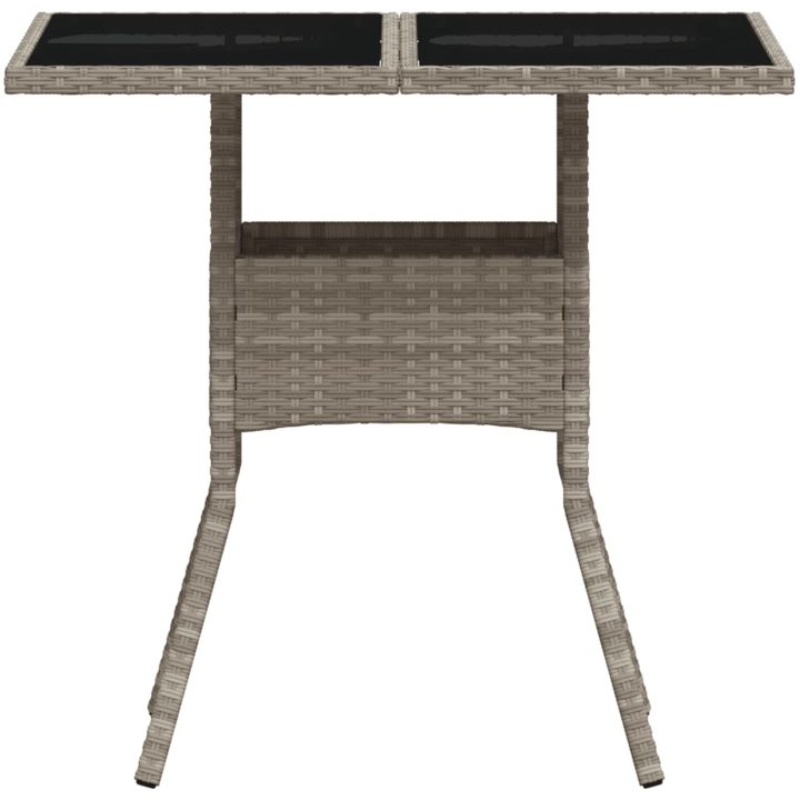Trädgårdsbord med glasskiva ljusgrå 80x80x75 cm konstrotting vidaXL – bild 5