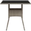 Trädgårdsbord med glasskiva ljusgrå 80x80x75 cm konstrotting vidaXL – miniatyr 6