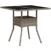 Trädgårdsbord med glasskiva ljusgrå 80x80x75 cm konstrotting vidaXL – miniatyr 7