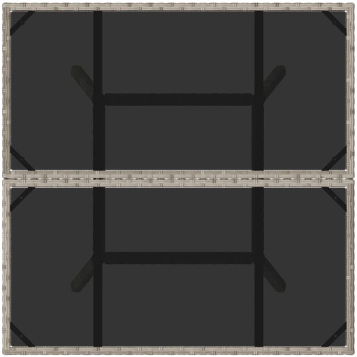 Trädgårdsbord med glasskiva ljusgrå 80x80x75 cm konstrotting vidaXL – bild 8