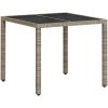Trädgårdsbord med glasskiva ljusgrå 90x90x75 cm konstrotting vidaXL – miniatyr 2