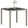 Trädgårdsbord med glasskiva ljusgrå 90x90x75 cm konstrotting vidaXL – miniatyr 4