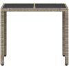 Trädgårdsbord med glasskiva ljusgrå 90x90x75 cm konstrotting vidaXL – miniatyr 5
