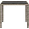 Trädgårdsbord med glasskiva ljusgrå 90x90x75 cm konstrotting vidaXL – miniatyr 6