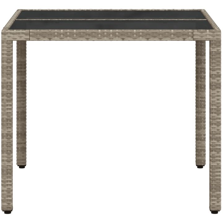 Trädgårdsbord med glasskiva ljusgrå 90x90x75 cm konstrotting vidaXL – bild 6