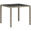 Trädgårdsbord med glasskiva ljusgrå 90x90x75 cm konstrotting vidaXL – miniatyr 7