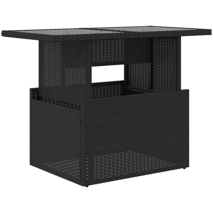 Trädgårdsbord med glasskiva svart 100x55x73 cm konstrotting vidaXL – bild 2