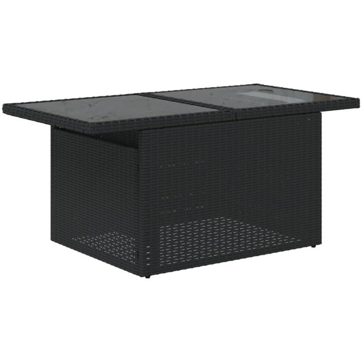 Trädgårdsbord med glasskiva svart 100x55x73 cm konstrotting vidaXL – bild 4