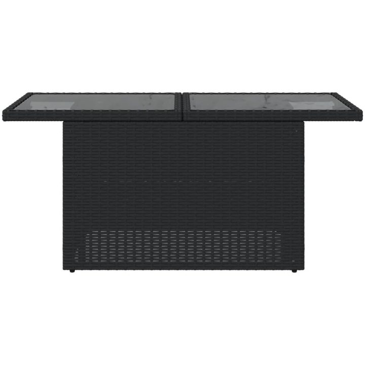 Trädgårdsbord med glasskiva svart 100x55x73 cm konstrotting vidaXL – bild 5