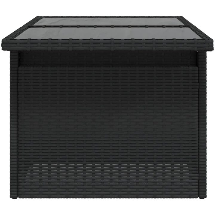 Trädgårdsbord med glasskiva svart 100x55x73 cm konstrotting vidaXL – bild 6