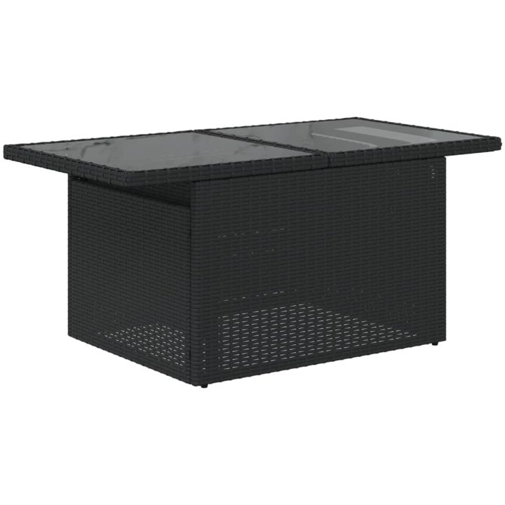 Trädgårdsbord med glasskiva svart 100x55x73 cm konstrotting vidaXL – bild 7