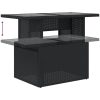 Trädgårdsbord med glasskiva svart 100x55x73 cm konstrotting vidaXL – miniatyr 8