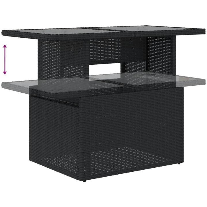 Trädgårdsbord med glasskiva svart 100x55x73 cm konstrotting vidaXL – bild 8