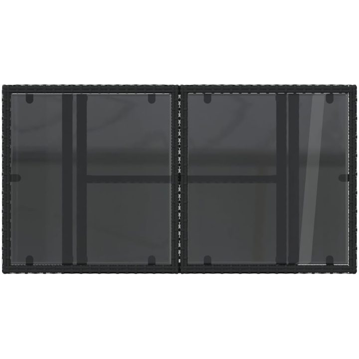 Trädgårdsbord med glasskiva svart 100x55x73 cm konstrotting vidaXL – bild 9