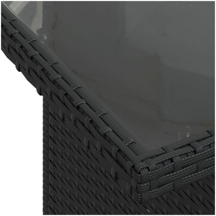 Trädgårdsbord med glasskiva svart 100x55x73 cm konstrotting vidaXL – bild 10