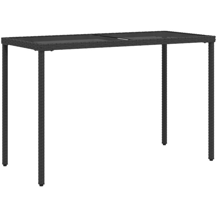 Trädgårdsbord med glasskiva svart 115x54x74 cm konstrotting vidaXL – bild 2