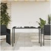 Trädgårdsbord med glasskiva svart 115x54x74 cm konstrotting vidaXL – miniatyr 3
