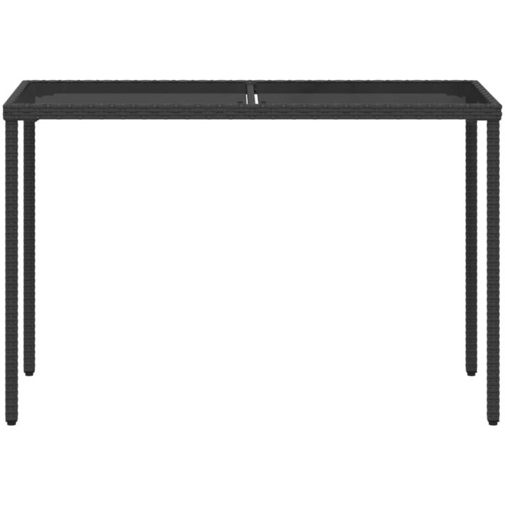 Trädgårdsbord med glasskiva svart 115x54x74 cm konstrotting vidaXL – bild 4