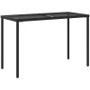 Trädgårdsbord med glasskiva svart 115x54x74 cm konstrotting vidaXL – miniatyr 6