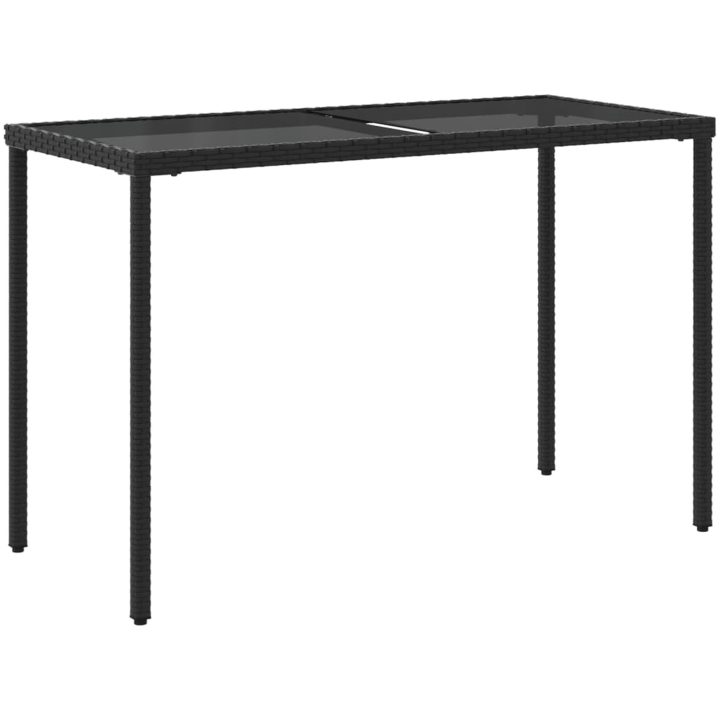 Trädgårdsbord med glasskiva svart 115x54x74 cm konstrotting vidaXL – bild 6
