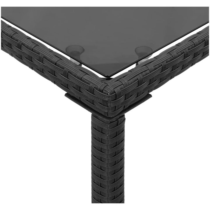 Trädgårdsbord med glasskiva svart 115x54x74 cm konstrotting vidaXL – bild 8