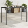 Trädgårdsbord med glasskiva svart 115x54x74 cm konstrotting vidaXL – miniatyr 1