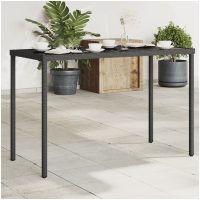 Trädgårdsbord med glasskiva svart 115x54x74 cm konstrotting vidaXL
