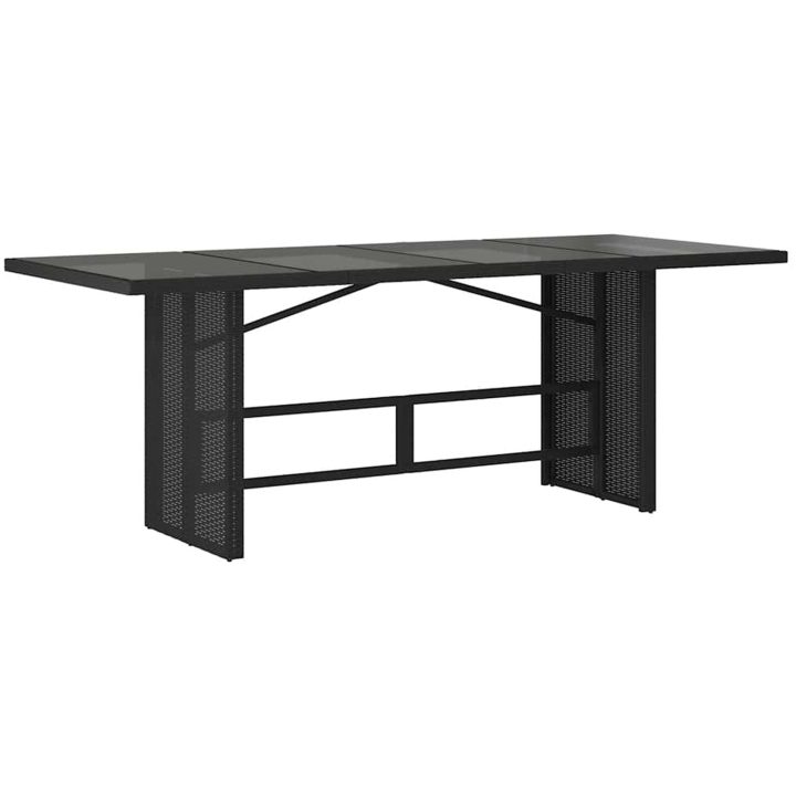 Trädgårdsbord med glasskiva svart 190x80x74 cm konstrotting vidaXL – bild 2