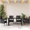 Trädgårdsbord med glasskiva svart 190x80x74 cm konstrotting vidaXL – miniatyr 3