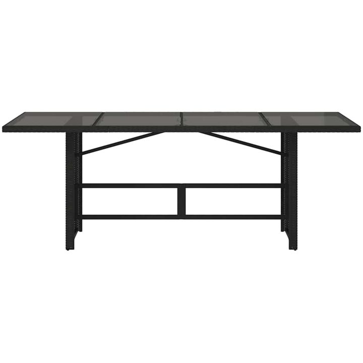 Trädgårdsbord med glasskiva svart 190x80x74 cm konstrotting vidaXL – bild 4