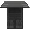 Trädgårdsbord med glasskiva svart 190x80x74 cm konstrotting vidaXL – miniatyr 5