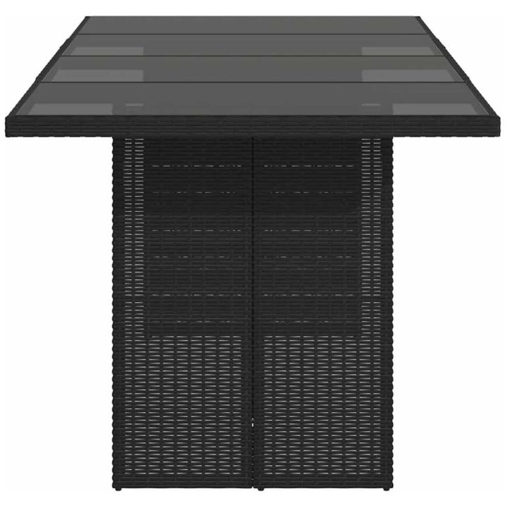 Trädgårdsbord med glasskiva svart 190x80x74 cm konstrotting vidaXL – bild 5