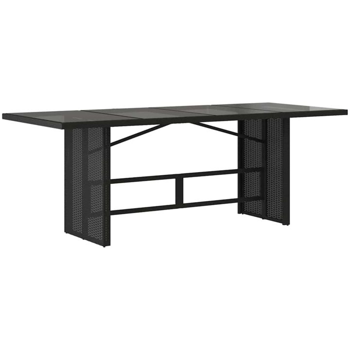 Trädgårdsbord med glasskiva svart 190x80x74 cm konstrotting vidaXL – bild 6