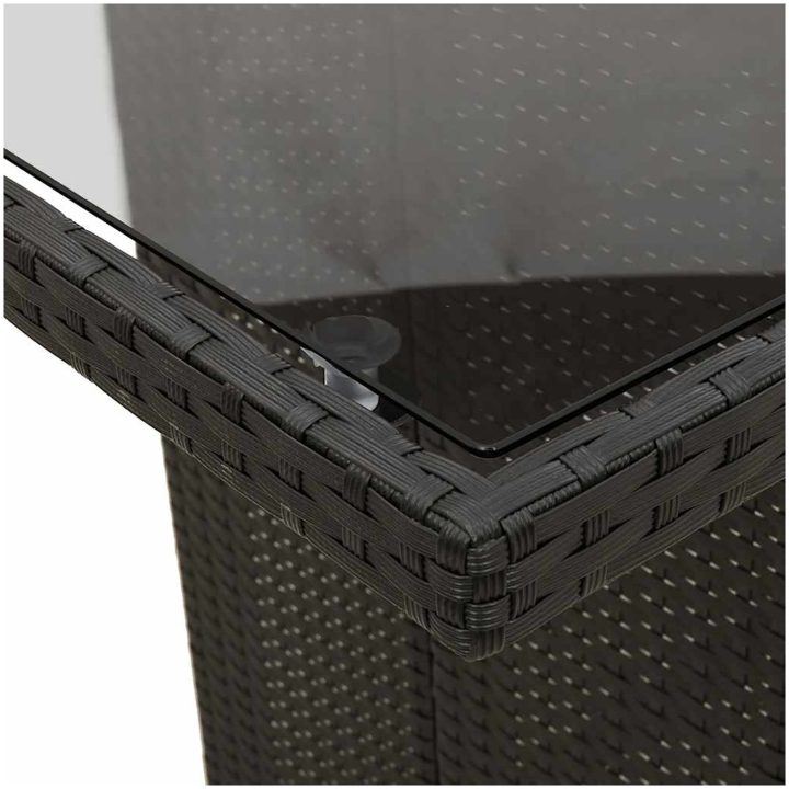 Trädgårdsbord med glasskiva svart 190x80x74 cm konstrotting vidaXL – bild 8