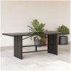 Trädgårdsbord med glasskiva svart 190x80x74 cm konstrotting vidaXL – miniatyr 1