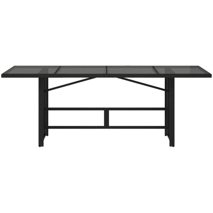 Trädgårdsbord med glasskiva svart 190x80x75 cm konstrotting vidaXL – bild 4