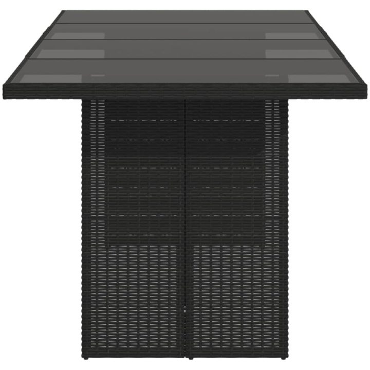 Trädgårdsbord med glasskiva svart 190x80x75 cm konstrotting vidaXL – bild 5