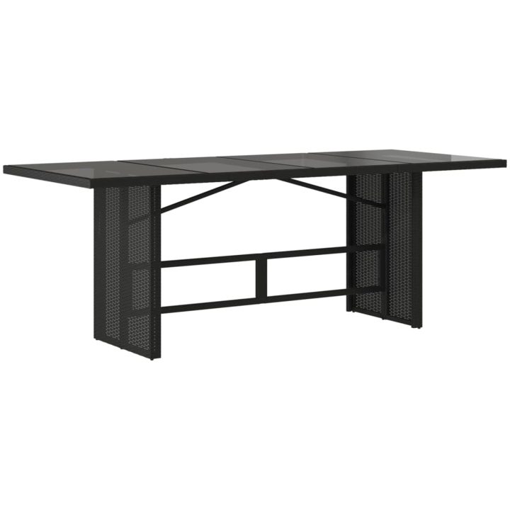 Trädgårdsbord med glasskiva svart 190x80x75 cm konstrotting vidaXL – bild 6