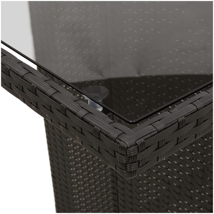 Trädgårdsbord med glasskiva svart 190x80x75 cm konstrotting vidaXL – bild 8