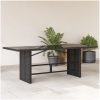Trädgårdsbord med glasskiva svart 190x80x75 cm konstrotting vidaXL – miniatyr 1